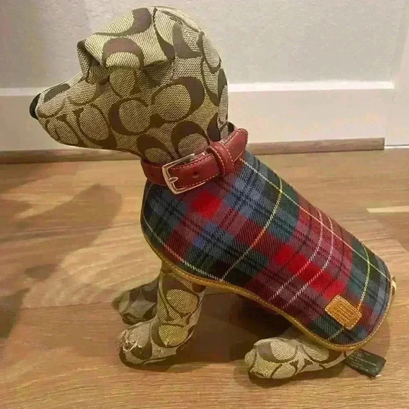 Coach Signature Rare Stuffed Dog Jack Russell with Leather Collar and Jacket - Picture 3 of 7